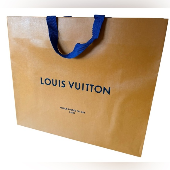 Louis Vuitton Gold Shopping Bag with Blue Handles - Picture 6 of 7
